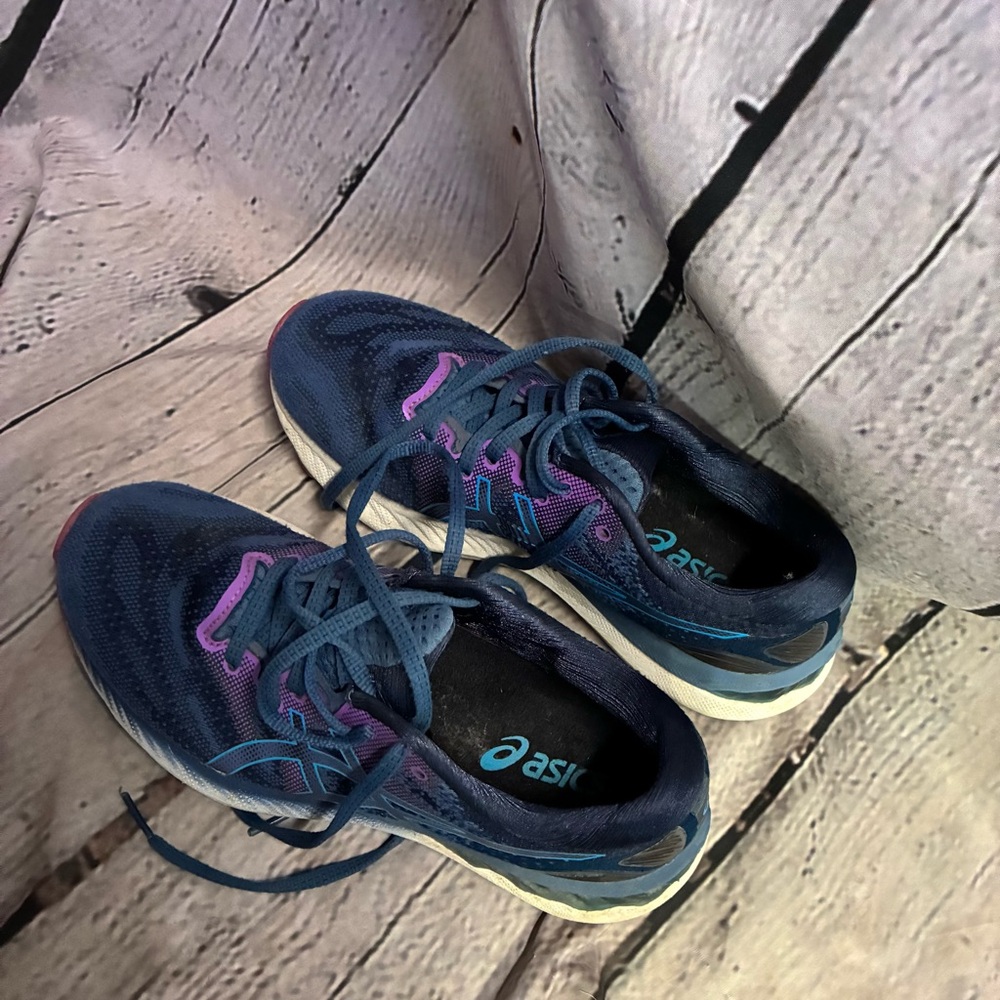Asics Women's Gel Nimbus 23 'Grand Shark / Digital‎ Aqua' 1012A885 Shoes Sz7 GUC - Picture 3 of 10